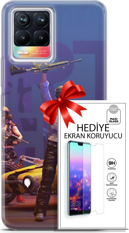 Realme 8 Kılıf Orijinal Seri Pubg 05 Silahlı Karakter Koruma Kılıfı + Ekran Koruyucu