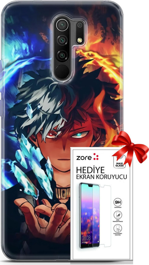 Xiaomi Redmi 9 Kılıf Orijinal Seri Supers 13 Todoraki Anime Case Kapak Ekran Koruyucu