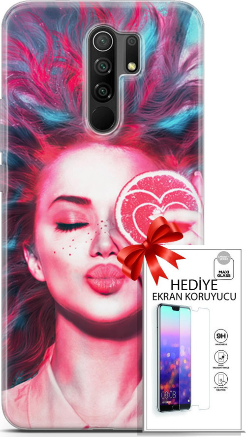 Xiaomi Redmi 9 Kılıf Orijinal Seri Algorand 08 Greyfurt Baskılı Kılıf + Ekran Koruyucu