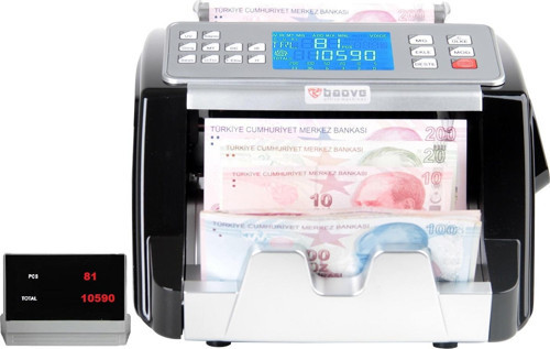GB8300 Karışık Para Sayma Makinesi - TL - Euro - Usd - Türkçe Sesli Uyarı + Müşteri Ekranı