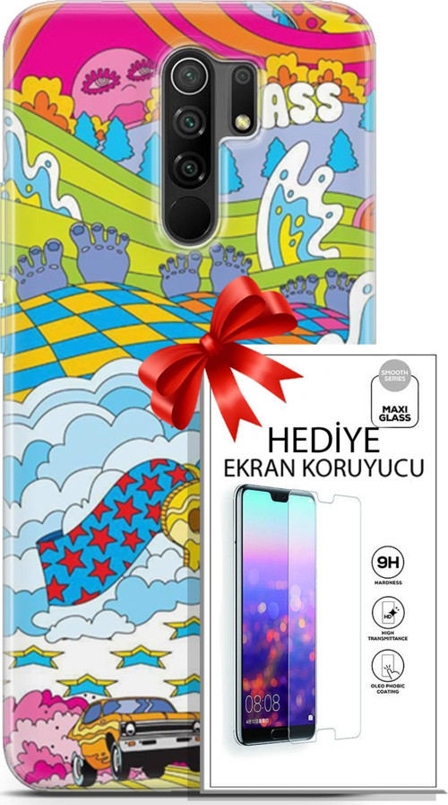Xiaomi Redmi 9 Kılıf Orijinal Seri Cardano 01 Yıldız Bulut Telefon Kılıfı + Ekran Koruyucu
