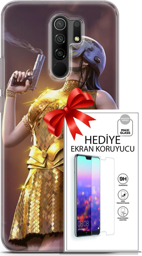 Xiaomi Redmi 9 Kılıf Orijinal Seri Pubg 21 Anna Darbe Önleyici Kapak + Ön Ekran Koruyucu