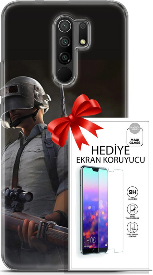 Xiaomi Redmi 9 Kılıf Orijinal Seri Pubg 02 Battlegrounds Kapak Ve Ekran Koruyucu