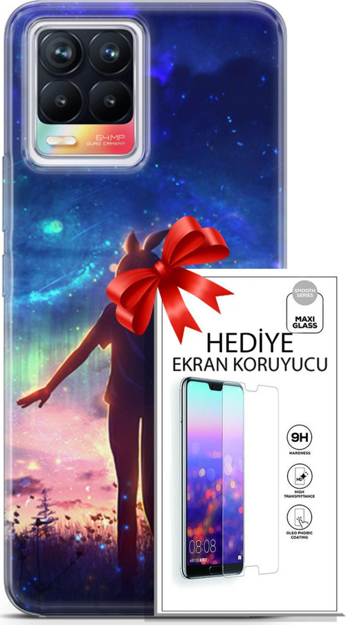 Realme 8 Kılıf Orijinal Seri Fantasy 26 Tavşan Kulaklı Soft Kapak + Ekran Koruyucu