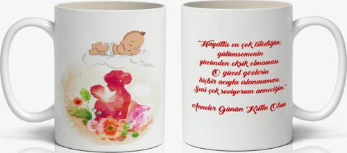Anneye Sevginizi Anlatan-Anneye Özel Mesajlı 1 Adet Anneler Günü Hediyelik Kupa Mod2