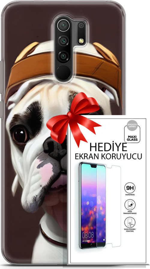 Xiaomi Redmi 9 Kılıf Orijinal Seri Dogs 26 Mastiff Soft Kapak + Ekran Koruyucu