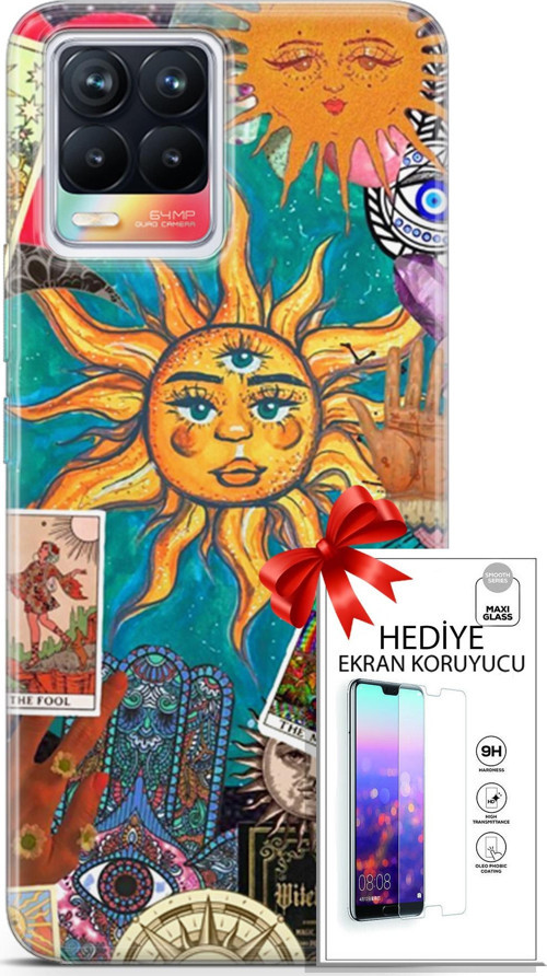 Realme 8 Kılıf Orijinal Seri Bounce 08 Elodie Edwards Baskılı Kılıf + Ekran Koruyucu