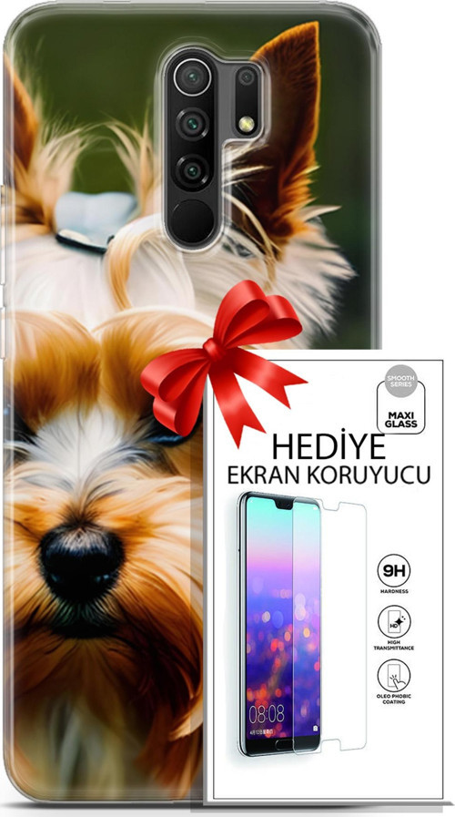 Xiaomi Redmi 9 Kılıf Orijinal Seri Dogs 13 Yorkshire Terriyer Case Kapak Ekran Koruyucu