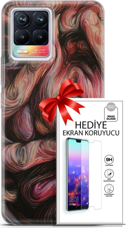 Realme 8 Kılıf Orijinal Seri Soul 27 Dağılmış Surat Lazer Kesim Silikon Ekran Koruyucu