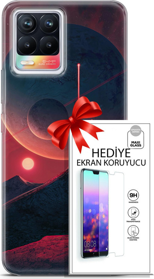 Realme 8 Kılıf Orijinal Seri Neo 19 Iron Man Tam Koruma Kılıf + Ekran Koruyucu