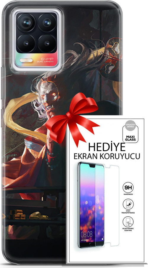 Realme 8 Kılıf Orijinal Seri Neo 07 Batman Vs Deathstroke Desenli Kılıf + Ön Ekran Koruyucu