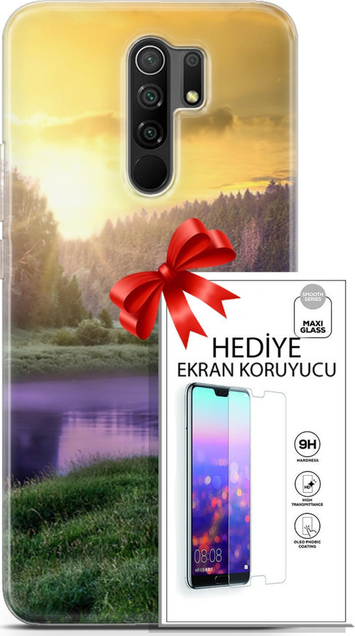 Xiaomi Redmi 9 Kılıf Orijinal Seri Fantasy 05 Nehir Koruma Kılıfı + Ekran Koruyucu