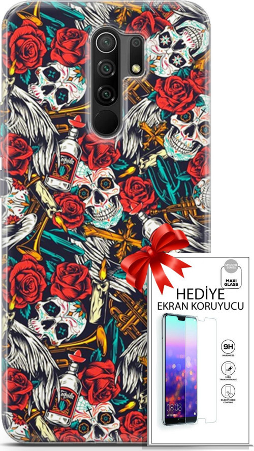 Xiaomi Redmi 9 Kılıf Orijinal Seri Bounce 21 Carol Lowe Darbe Önleyici Kapak + Ön Ekran Koruyucu