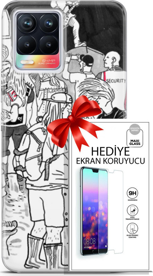 Realme 8 Kılıf Orijinal Seri Punky 17 Party Yumuşak Kılıf + Ekran Koruyucu