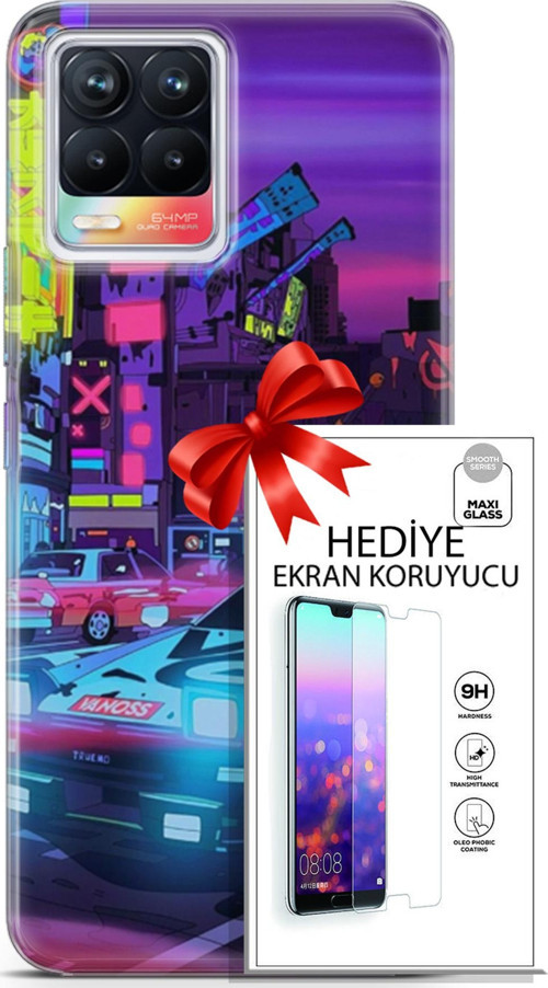 Realme 8 Kılıf Orijinal Seri Cyberpunk 28 Gaming Vg İz Bırakmayan Kılıf + Ön Ekran Koruyucu