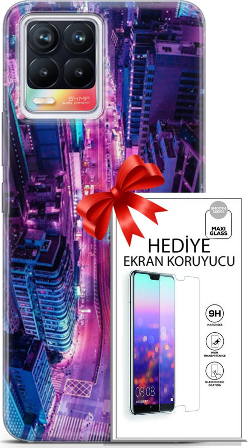 Realme 8 Kılıf Orijinal Seri Cyberpunk 22 Usa Kap + Ekran Koruyucu