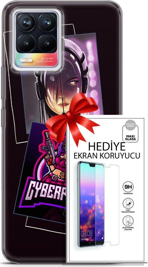 Realme 8 Kılıf Orijinal Seri Cyberpunk 10 Cyber Kız Full Hd Kılıf + Ekran Koruyucu