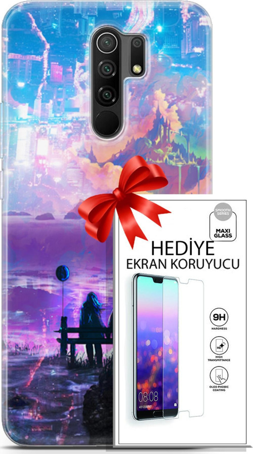 Xiaomi Redmi 9 Kılıf Orijinal Seri Neo 25 Spider Man Miles Soyulmayan Kılıf + Ekran Koruyucu Full Koruma