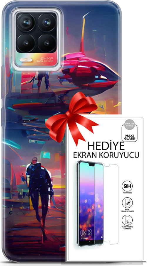 Realme 8 Kılıf Orijinal Seri Cyberpunk 12 Mars Tasarım Kılıf + Ekran Koruyucu