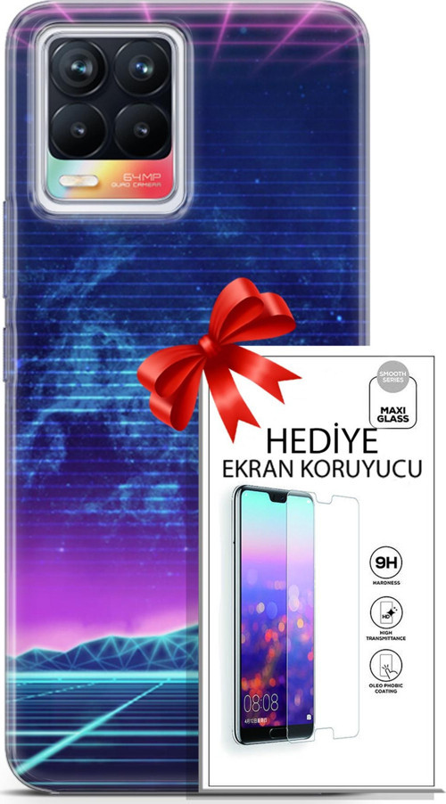 Realme 8 Kılıf Orijinal Seri Cyberpunk 30 Neon Game Kenarları Şeffaf Kapak Ve Ekran Koruyucu