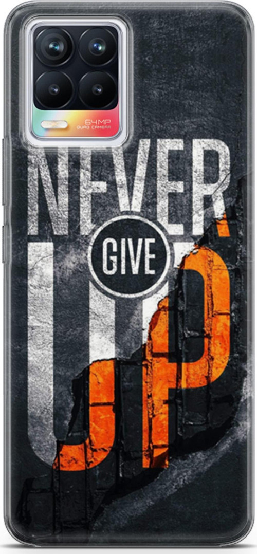 Realme 8 Kılıf Orijinal Seri Typo 29 Never Give Up Leke Tutmaz Kapak
