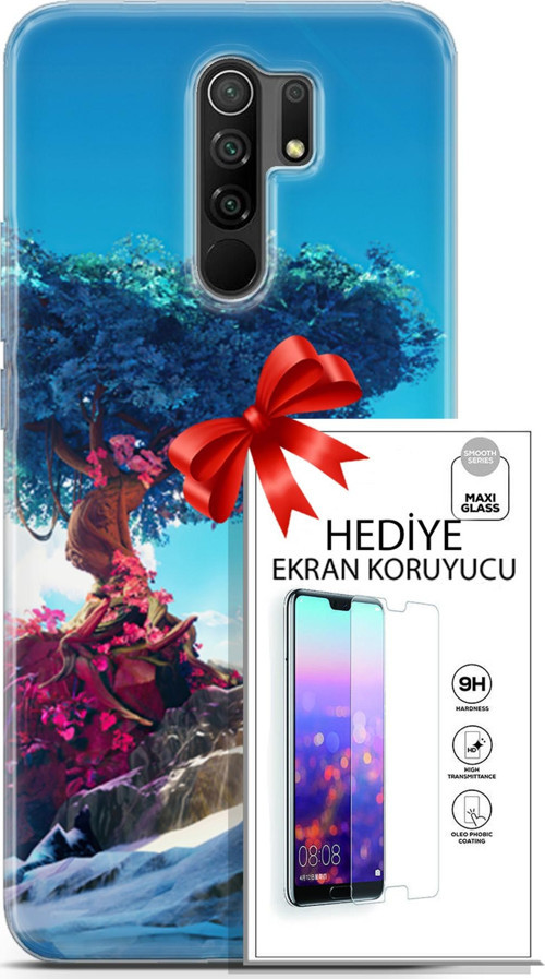 Xiaomi Redmi 9 Kılıf Orijinal Seri Neo 04 Spiderman Silikon Kılıf + Ekran Koruyucu Full Korumaket