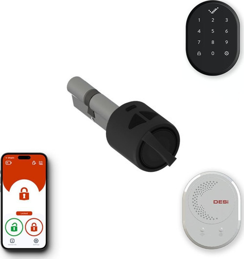 Desi Utopic R+ Siyah Akıllı Kilit Telefondan Kontrol - Akıllı Köprü - Tuş Takımlı Set - Her Kapıya Deliksiz Montaj Imkanı