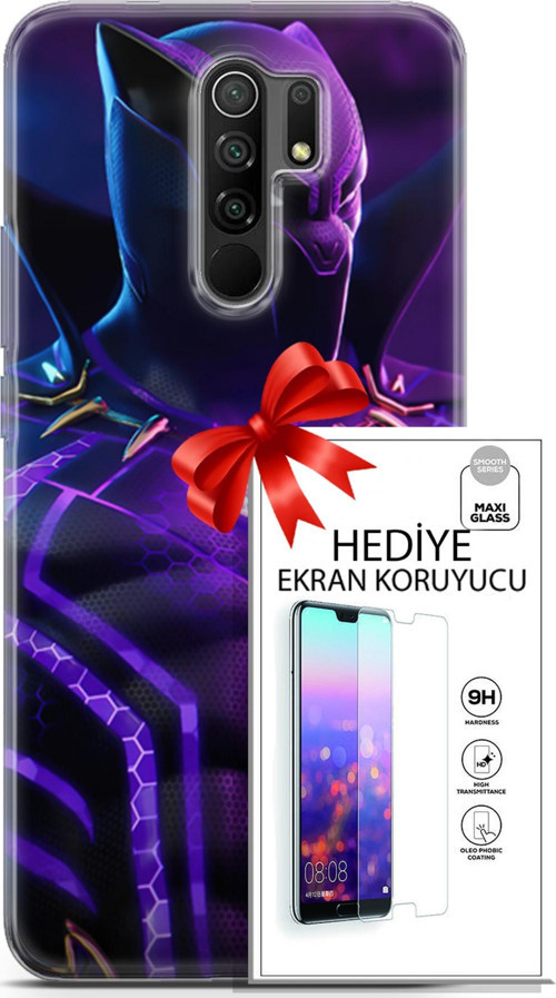Xiaomi Redmi 9 Kılıf Orijinal Seri Dc 13 Mor Panter Fortnite Case Kapak Ekran Koruyucu