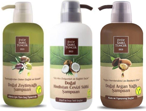Zeytinyağlı Şampuan, Hindistan Cevizi Sütlü Şampuan, Argan Yağlı Şampuan 600 ML