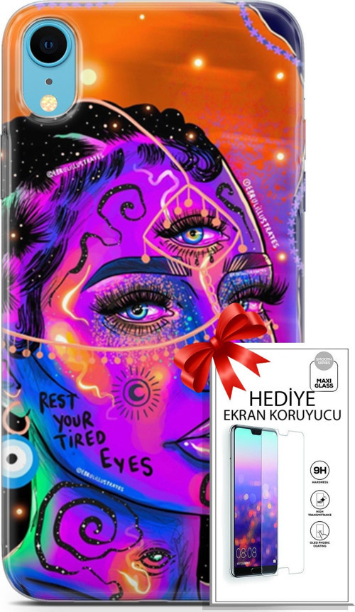 Apple İphone Xr Kılıf Orijinal Seri Cardano 04 Rest Your Tired Silikon Kılıf + Ekran Koruyucu Full Koruma