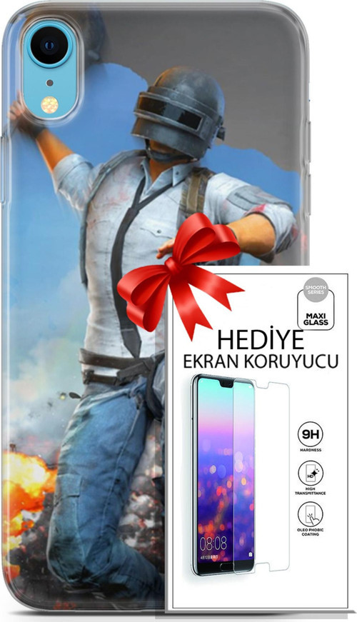 Apple İphone Xr Kılıf Orijinal Seri Pubg 01 Action Figur Telefon Kılıfı + Ekran Koruyucu