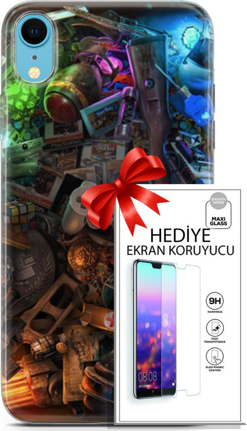 Apple İphone Xr Kılıf Orijinal Seri Pubg 24 Teçhizatlar Darbe Emici Kılıf + Ekran Koruyucu