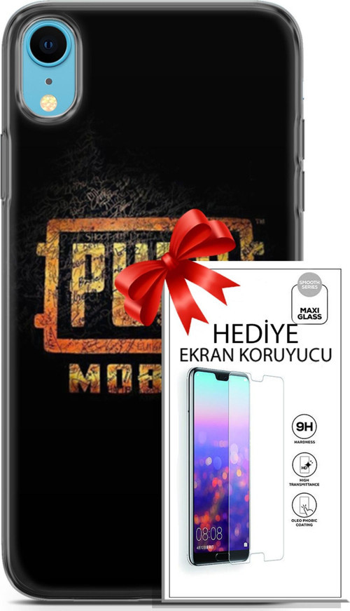 Apple İphone Xr Kılıf Orijinal Seri Pubg 14 Logo Cover Kılıf + Ön Ekran Koruyucu