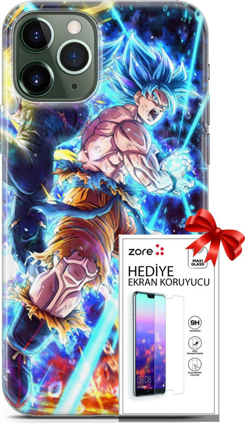 Apple İphone 11 Pro Max Kılıf Orijinal Seri Supers 11 Dragon Ball Anime 4K Baskılı Kılıf + Ekran Koruyucu