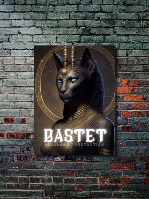 Bastet - Eşsiz Tasarım Mısır Tanrıları, Mitoloji, Karakter Posterleri, Özel Tasarım Kağıt Poster,