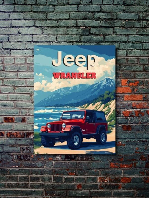 Jeep Wrangler, Eşsiz Tasarım Otomobil Posterleri, Özel Tasarım Kağıt Poster