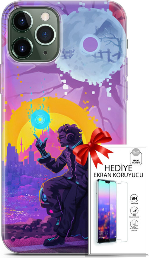 Apple İphone 11 Pro Max Kılıf Orijinal Seri Cardano 25 Araba Soyulmayan Kılıf + Ekran Koruyucu Full