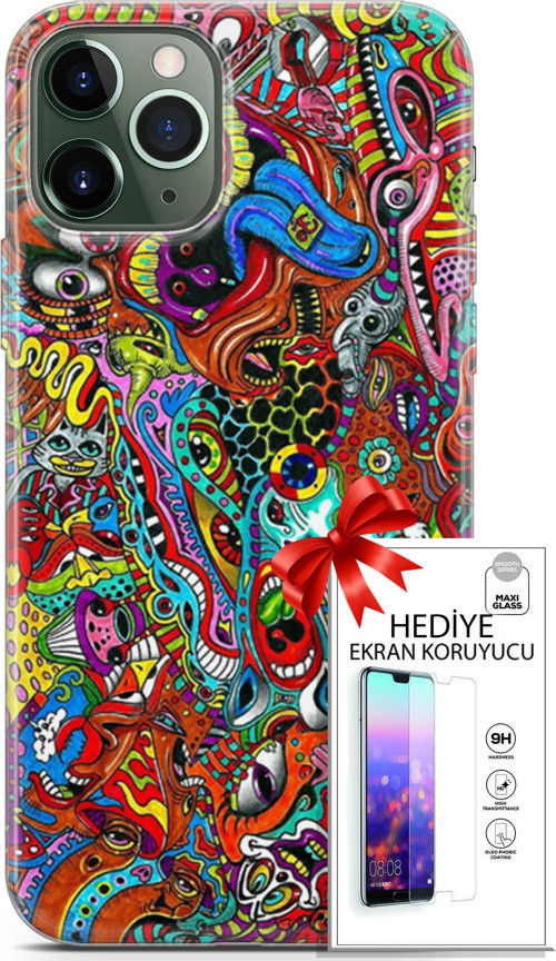 Apple İphone 11 Pro Max Kılıf Orijinal Seri Cardano 02 Grafitti Kapak Ve Ekran Koruyucu