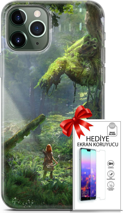Apple İphone 11 Pro Max Kılıf Orijinal Seri Cardano 13 Orman Case Kapak Ekran Koruyucu