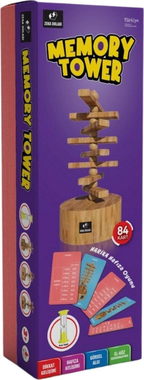 Memory Tower ( Hafıza - Hafıza Oyunu - Ahşap Oyuncak - Kutu Oyunu - Odaklanma - Dikkat - Hız )
