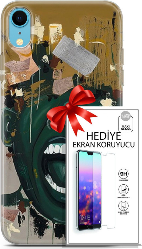 Apple İphone Xr Kılıf Orijinal Seri Soul 15 Koyu Yeşil Kalın Silikon + Ekran Koruyucu