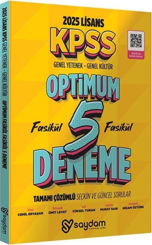 2025 KPSS Genel Yetenek Genel Kültür Optimum 5 Deneme Fasikül Çözümlü Saydam Yayınları