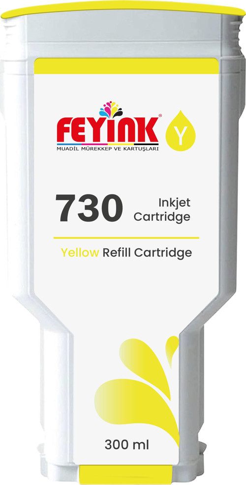 ® HP 730 Yellow (Y) Orijinal Mürekkep Dolumlu Feyink Kartuş 300 ml Sarı