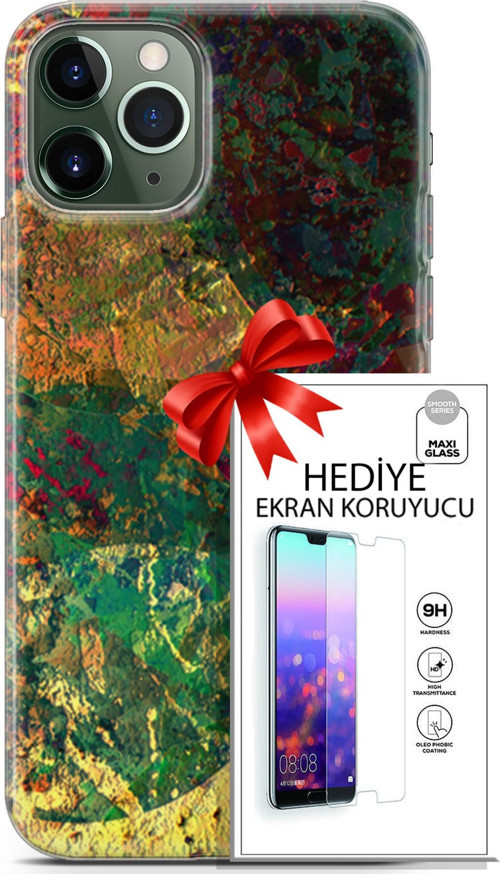 Apple İphone 11 Pro Max Kılıf Orijinal Seri Nature 26 Çok Renkli Soft Kapak + Ekran Koruyucu