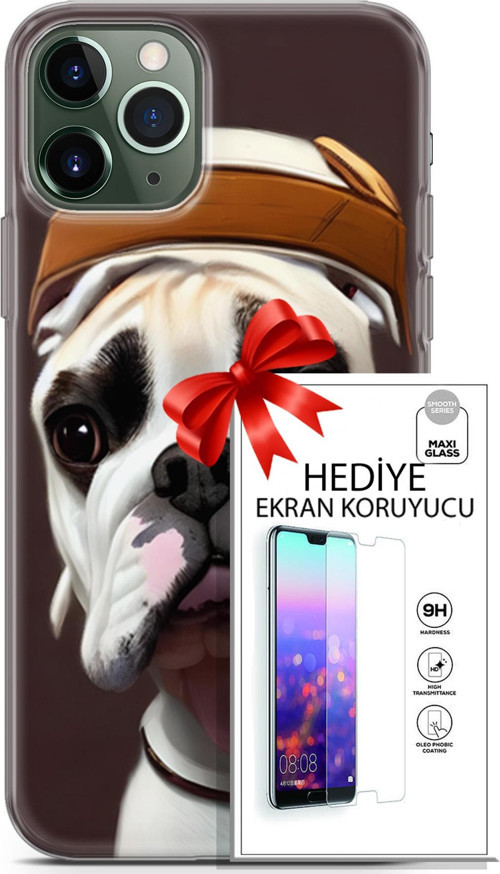 Apple İphone 11 Pro Max Kılıf Orijinal Seri Dogs 26 Mastiff Soft Kapak + Ekran Koruyucu