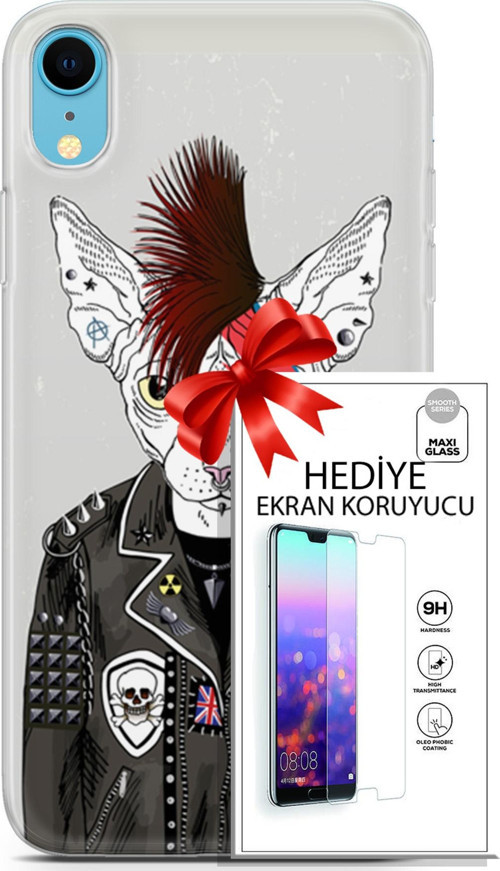 Apple İphone Xr Kılıf Orijinal Seri Punky 06 Punk Kedi Sfenks Koruyucu Kapak Ekran Koruyucu