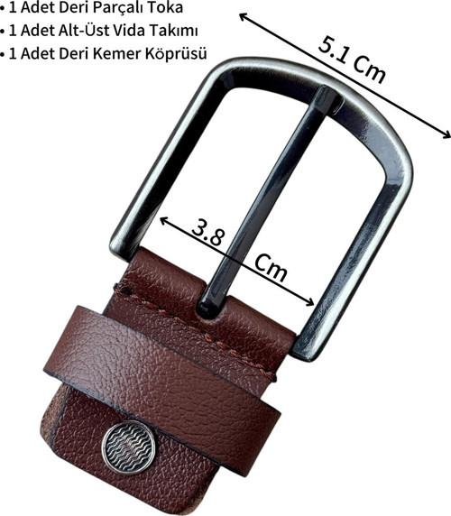 Yedek Kemer Tokası Vidalı Hakiki Deri Kahverengi