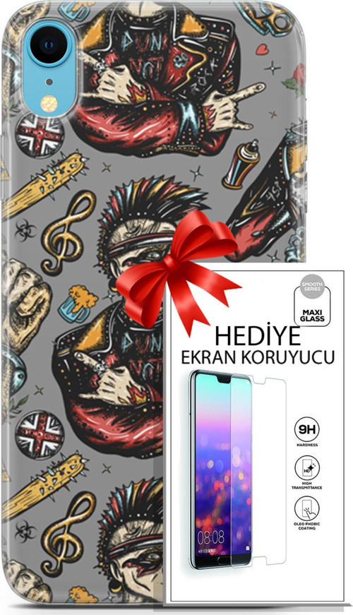 Apple İphone Xr Kılıf Orijinal Seri Punky 24 Heavy Metal Darbe Emici Kılıf + Ekran Koruyucu