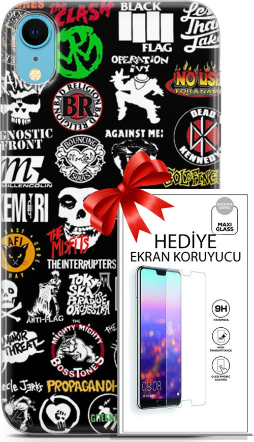 Apple İphone Xr Kılıf Orijinal Seri Punky 29 Armalar Leke Tutmaz Kapak + Ekran Koruyucu