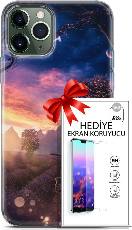 Apple İphone 11 Pro Max Kılıf Orijinal Seri Fantasy 15 Keçi Kalın Silikon + Ekran Koruyucu